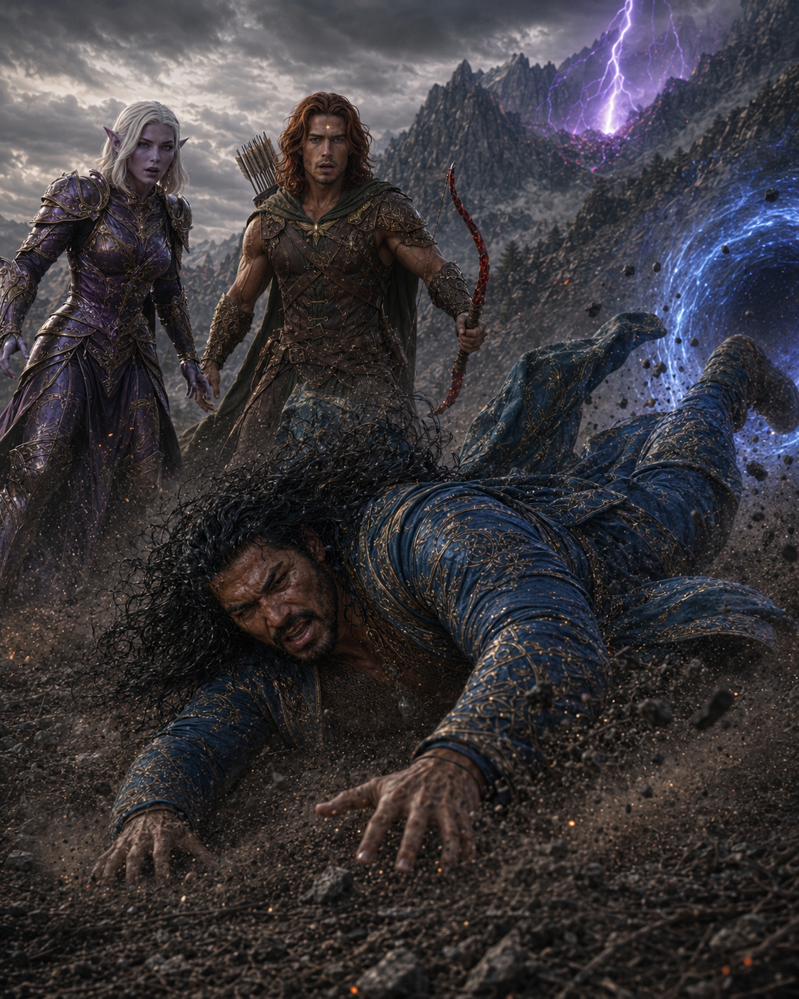 Karthos flies out of the portal near his friends